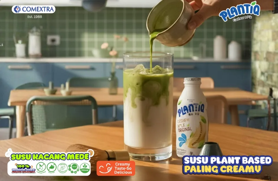 Plantiq cashew milk dengan matcha 