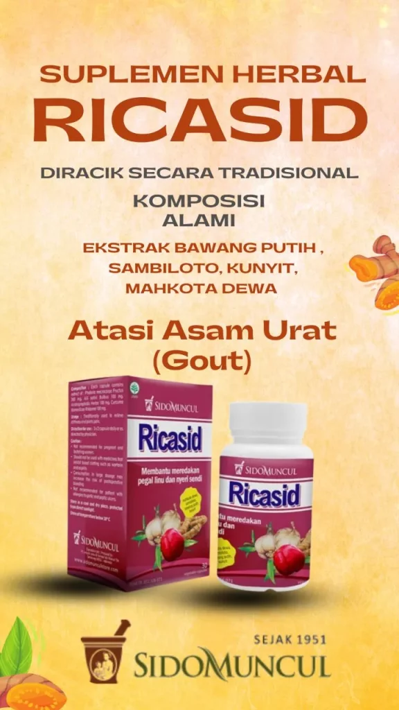 Suplemen herbal Ricasid untuk asam urat 