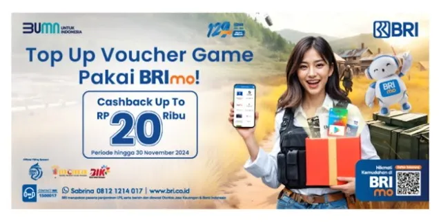 Top up voucher melalui aplikasi BRImo 