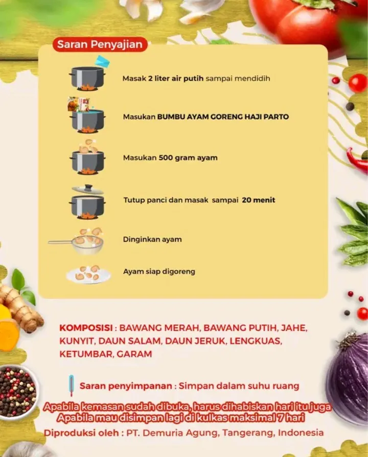 Bumbu ayam goreng Haji Parto