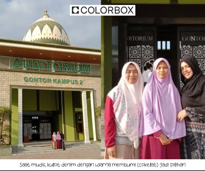 Denim kulot warna cokelat saat mudif 